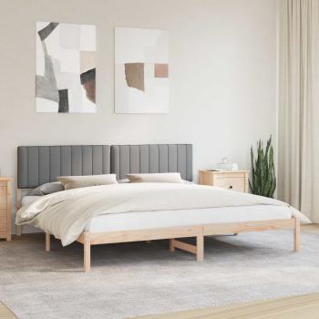 ARDEBO.de - Bettgestell mit gepolstertem Kopfteil Hellgrau 200 x 200 cm