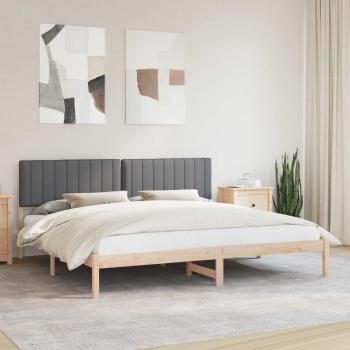 ARDEBO.de - Bettgestell mit gepolstertem Kopfteil Dunkelgrau 200 x 200 cm