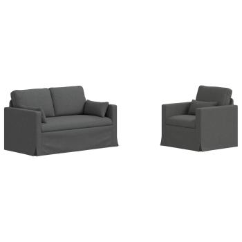 Sofa Set 2 stk. Dunkelgrau Stoff