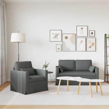 Sofa Set 2 stk. Dunkelgrau Stoff