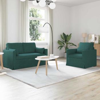 ARDEBO.de - Sofa Set 2 stk. Dunkelgrün Stoff