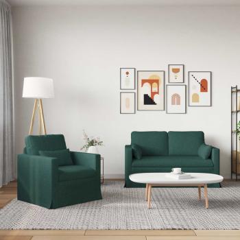 Sofa Set 2 stk. Dunkelgrün Stoff