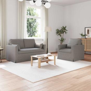 ARDEBO.de - Sofa Set 2 stk. Taupe Stoff