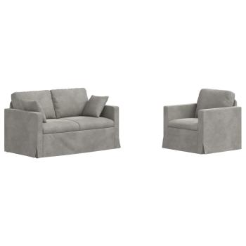 Sofa Set 2 stk. Hellgrau Samt