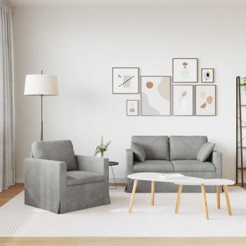 Sofa Set 2 stk. Hellgrau Samt