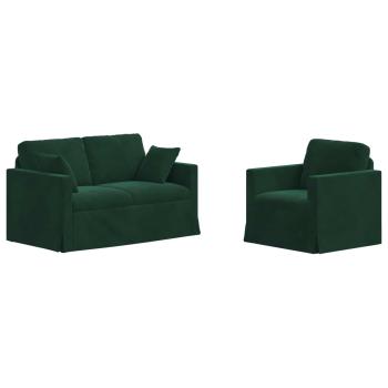 Sofa Set 2 stk. Dunkelgrün Samt