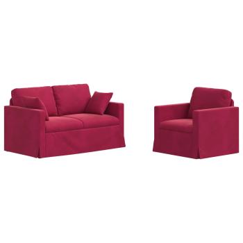 Sofa Set 2 stk. Weinrot Samt