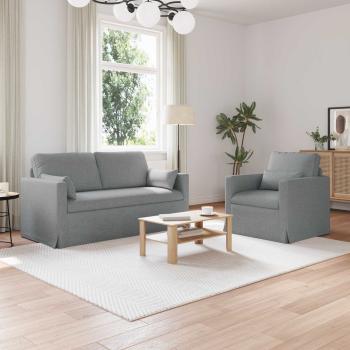ARDEBO.de - Sofa Set 2 stk. Hellgrau Stoff