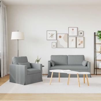 Sofa Set 2 stk. Hellgrau Stoff