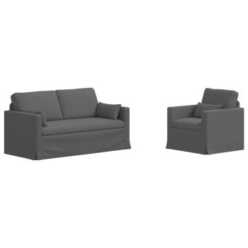 Sofa Set 2 stk. Dunkelgrau Stoff