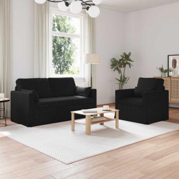 ARDEBO.de - Sofa Set 2 stk. Schwarz Stoff