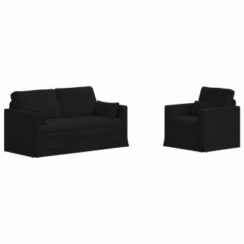 Sofa Set 2 stk. Schwarz Stoff