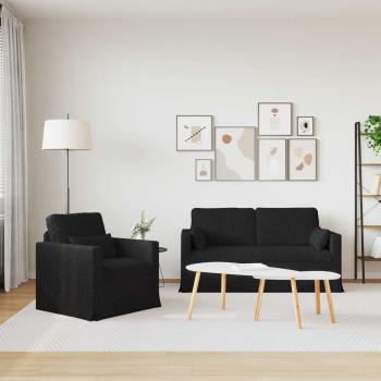 Sofa Set 2 stk. Schwarz Stoff