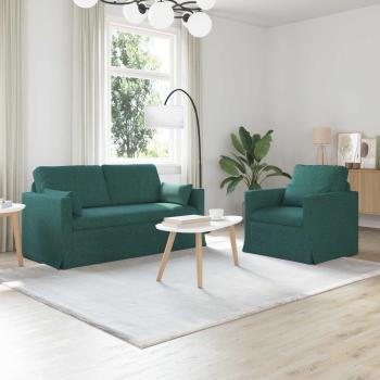 ARDEBO.de - Sofa Set 2 stk. Dunkelgrün Stoff