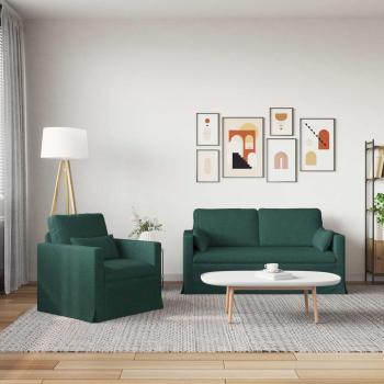Sofa Set 2 stk. Dunkelgrün Stoff