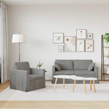 Sofa Set 2 stk. Hellgrau Samt