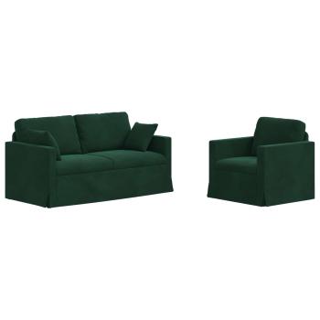 Sofa Set 2 stk. Dunkelgrün Samt