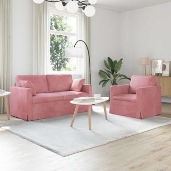 ARDEBO.de - Sofa Set 2 stk. Rosa Samt