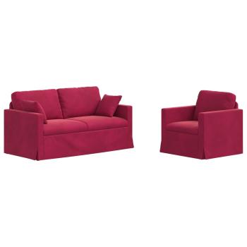 Sofa Set 2 stk. Weinrot Samt