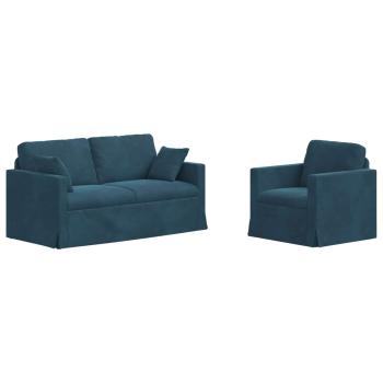 Sofa Set 2 stk. Blau Samt