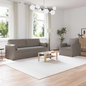 ARDEBO.de - Sofa Set 2 stk. Taupe Stoff