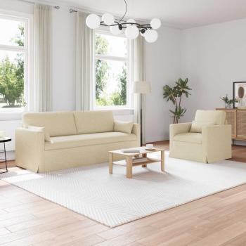 ARDEBO.de - Sofa Set 2 stk. Creme Stoff