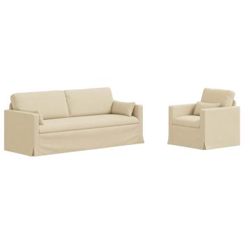 Sofa Set 2 stk. Creme Stoff