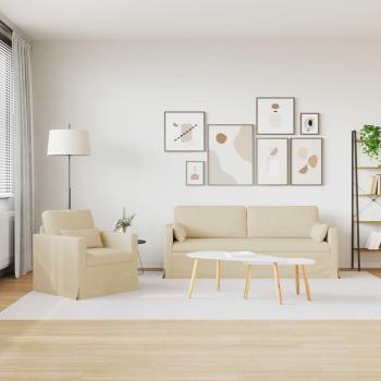 Sofa Set 2 stk. Creme Stoff