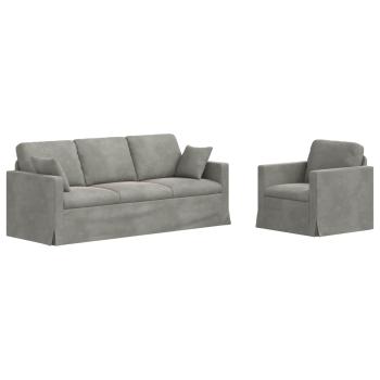 Sofa Set 2 stk. Hellgrau Samt
