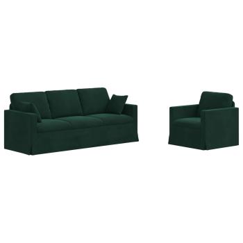 Sofa Set 2 stk. Dunkelgrün Samt