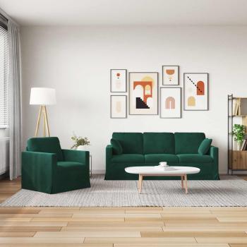 Sofa Set 2 stk. Dunkelgrün Samt
