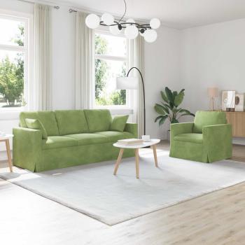 ARDEBO.de - Sofa Set 2 stk. Hellgrün Samt