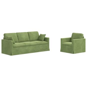 Sofa Set 2 stk. Hellgrün Samt