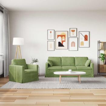 Sofa Set 2 stk. Hellgrün Samt