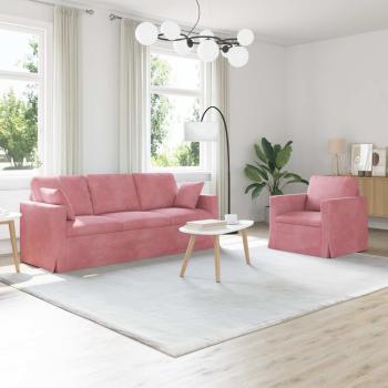 ARDEBO.de - Sofa Set 2 stk. Rosa Samt