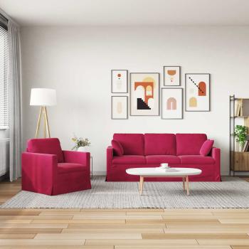 Sofa Set 2 stk. Weinrot Samt