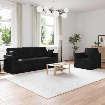 ARDEBO.de - Sofa Set 2 stk. Schwarz Samt