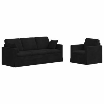 Sofa Set 2 stk. Schwarz Samt