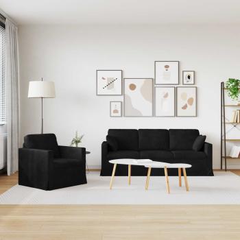 Sofa Set 2 stk. Schwarz Samt