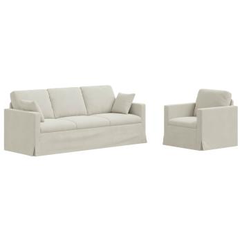 Sofa Set 2 Stk. Creme Samt