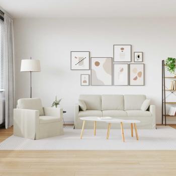 Sofa Set 2 Stk. Creme Samt