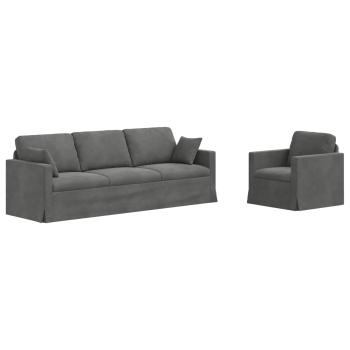 Sofa Set 2 stk. Dunkelgrau Samt