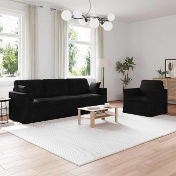 ARDEBO.de - Sofa Set 2 stk. Schwarz Samt