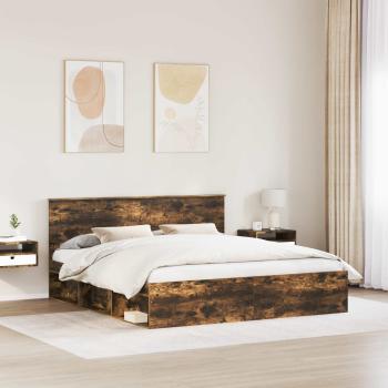 Bettrahmen Geräucherte Eiche 200 x 200 cm Holzwerkstoff