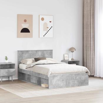 Bettrahmen mit Kopfteil Beton Grau 135 x 190 cm Holzwerkstoff
