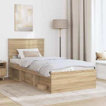 Bettrahmen mit Kopfteil Sonoma-Eiche 75 x 190 cm Holzwerkstoff