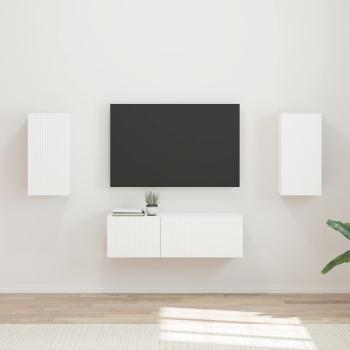 ARDEBO.de - TV-Wandregal-Set 4 stk. Weiß Holzwerkstoff
