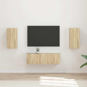 ARDEBO.de - TV-Wandregal-Set 4 Stk. Sonoma-Eiche Holzwerkstoff