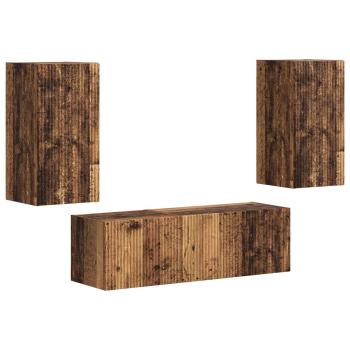 TV-Wandregal-Set 4 Stk. Altholz Holzwerkstoff