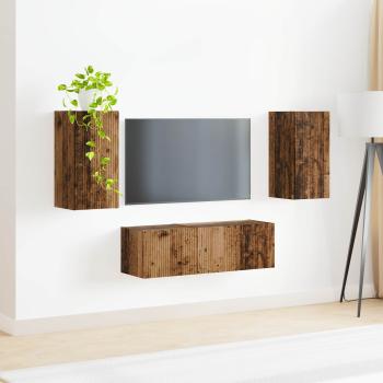 TV-Wandregal-Set 4 Stk. Altholz Holzwerkstoff